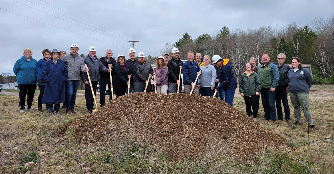 Forward employees, community representatives, and contractors break ground on new building in Phillips, WI