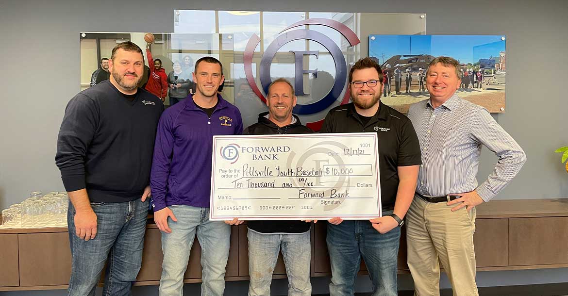 $10,000 to Pittsville Youth Baseball